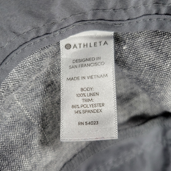 Athleta Beachside Bali Linen Shorts‎ Womens 12 Gray Pull On Athletic Drawstring - Picture 5 of 10